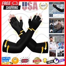 Long Copper Compression Gloves with Silicone Grip for Enhanced Dexterity - Small