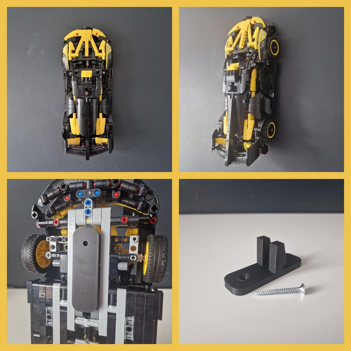 Lego Technic Bugatti Bolide Wall Display Mount Bracket Hook Black