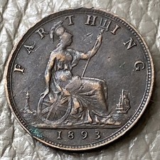1893 QUEEN VICTORIA FARTHING COIN - REF S49