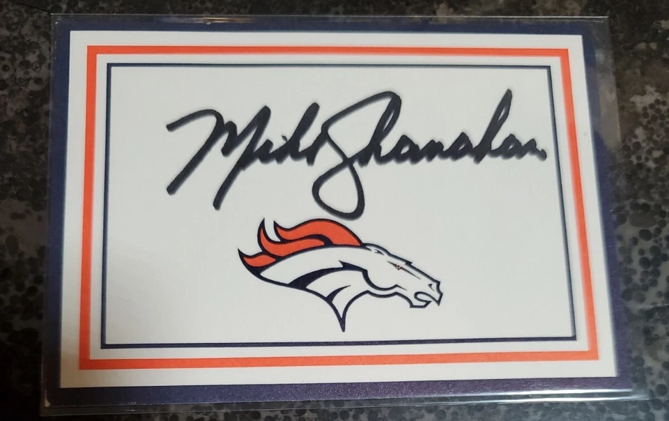 RARE Mike Shanahan Denver Broncos Head Coach Auto Hand Signed On Card Nameplate - Image 3 of 4