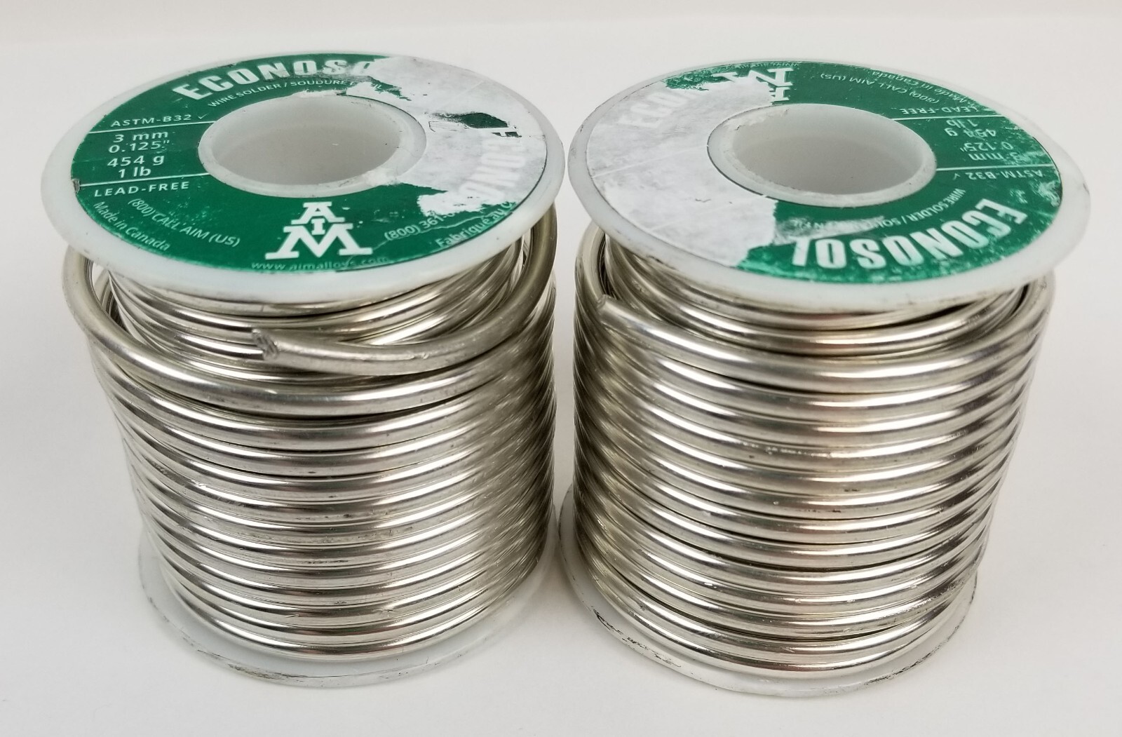2Lbs ECONOSOL Lead Free Solder AIM 97Tin/3Cu .125inch 3.18mm Diameter