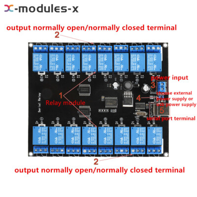 DC 7V-38V 250V 16-channel Serial Relay Module USB Controlled Power Supply Lights