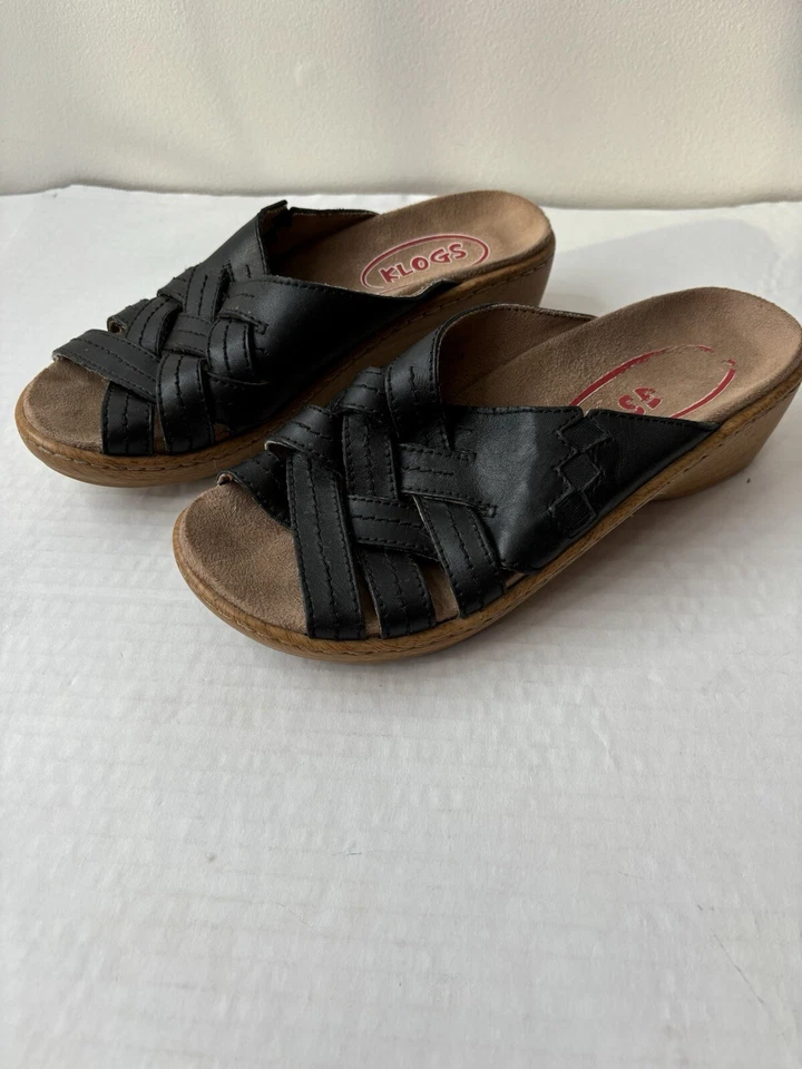 Sandalias Klogs para mujer talla 8 negras cuña antideslizantes Foto 4 de 4