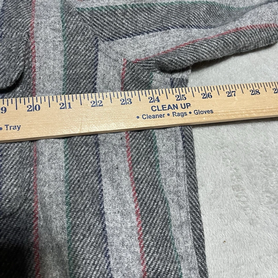 Camisa vintage Fieldmaster para hombre XL a rayas con botones mezcla de lana occidental Foto 4 de 4