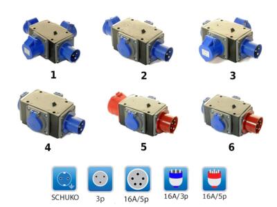 CEE Adapter Stromverteiler CEE16A/230V CEE16A/400V 230V Schuko Camping IP44 ABS