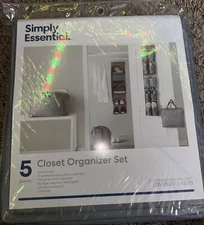 Simply Essential 5 Piece Hanging Storage Organizer Set w/ Laundry Bag & Tote