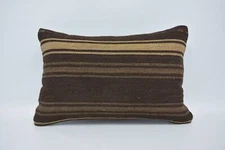 Pillow, 16"x24" Brown Pillow Sham, Vintage Kilim Pillow, Turkish Kilim Pillow