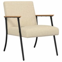 Sessel Stoff Creme Polsterhocker Sitzhocker Wohnzimmer Lesesessel Lounge Sessel