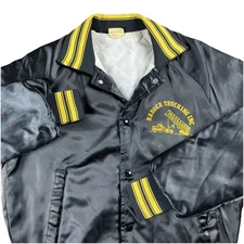 VTG CHALK LINE Bomber Jacket Men's Small Hadder Trucking Yellow Trim Quilted USA