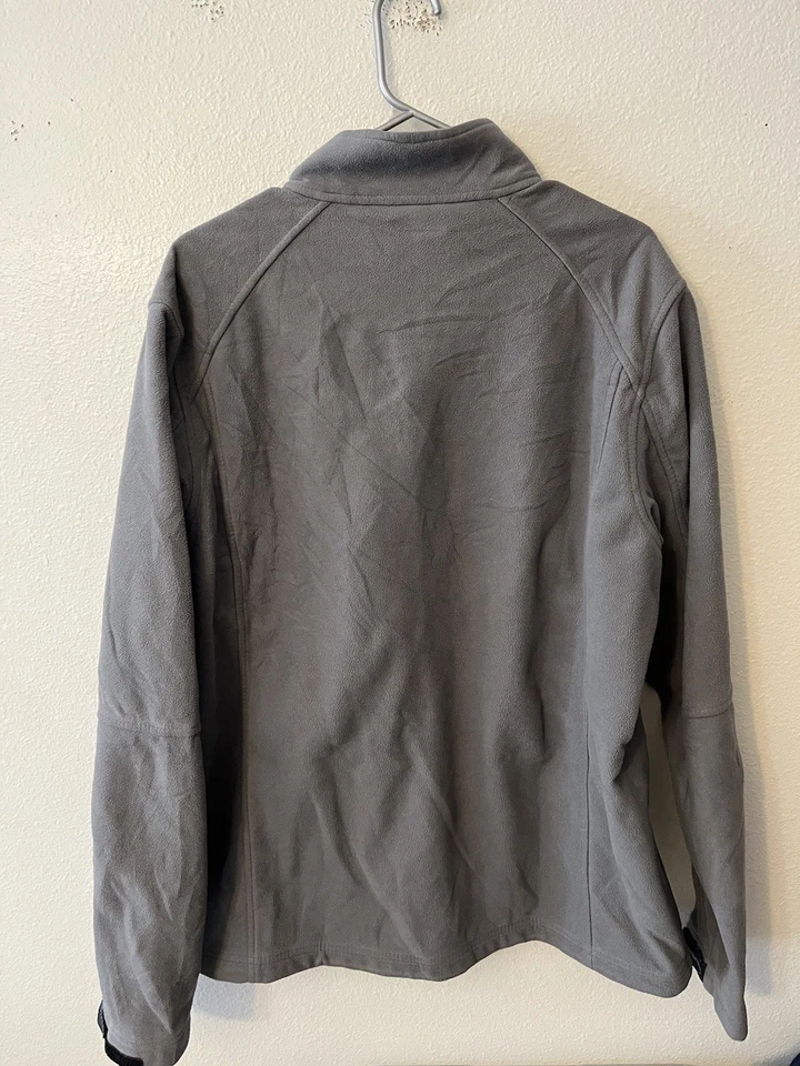 Lands End Jacket Mens Large Tall L/T Gray Fleece Full Zip Mock Neck Long Sleeve - Image 2 of 4