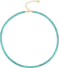 Gemstone Beaded Choker Necklace for Women Boho Turquoise/Cultured Freshwater Pea