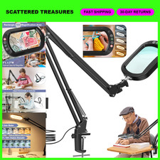 10X Large Magnifying Glass with Light Clamp, Real Glass, 5 Color Modes, Dimmab