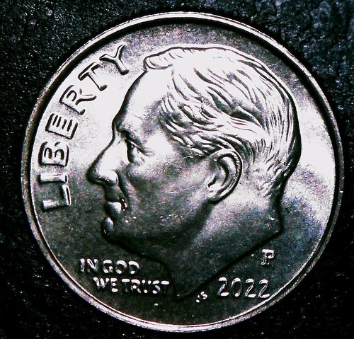 2022 P Roosevelt Dime con più chip sul dritto