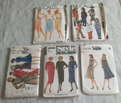 Vintage Schnittmuster 80er Jahre Vogue, Style, McCall's Damenmode Konvolut 5x