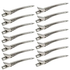 24-Pack Duck Bill Hair Clips, 3.5" Metal Alligator Styling Clips, Silver