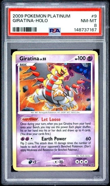 2009 POKEMON PLATINUM #9 GIRATINA-HOLO - PSA 8 - low pop - rare - new cert