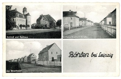 Postcard Böhlen near Leipzig am Streitteich Wilhelm-Gustloff-Straße City Hall Castle F182