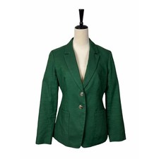 J.Crew Green Linen Cotton Blend Blazer Tailored Button Front Work Jacket Size 8