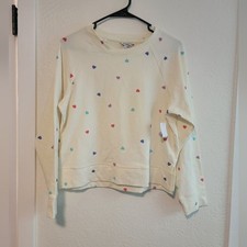Wildfox Heart Printed Crewneck Pullover Lounge Sweater Small