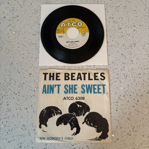 Beatles Ain’t She Sweet/Nobody’s Child 1964 Atco 6308 45rpm 7” PS Picture Sleeve