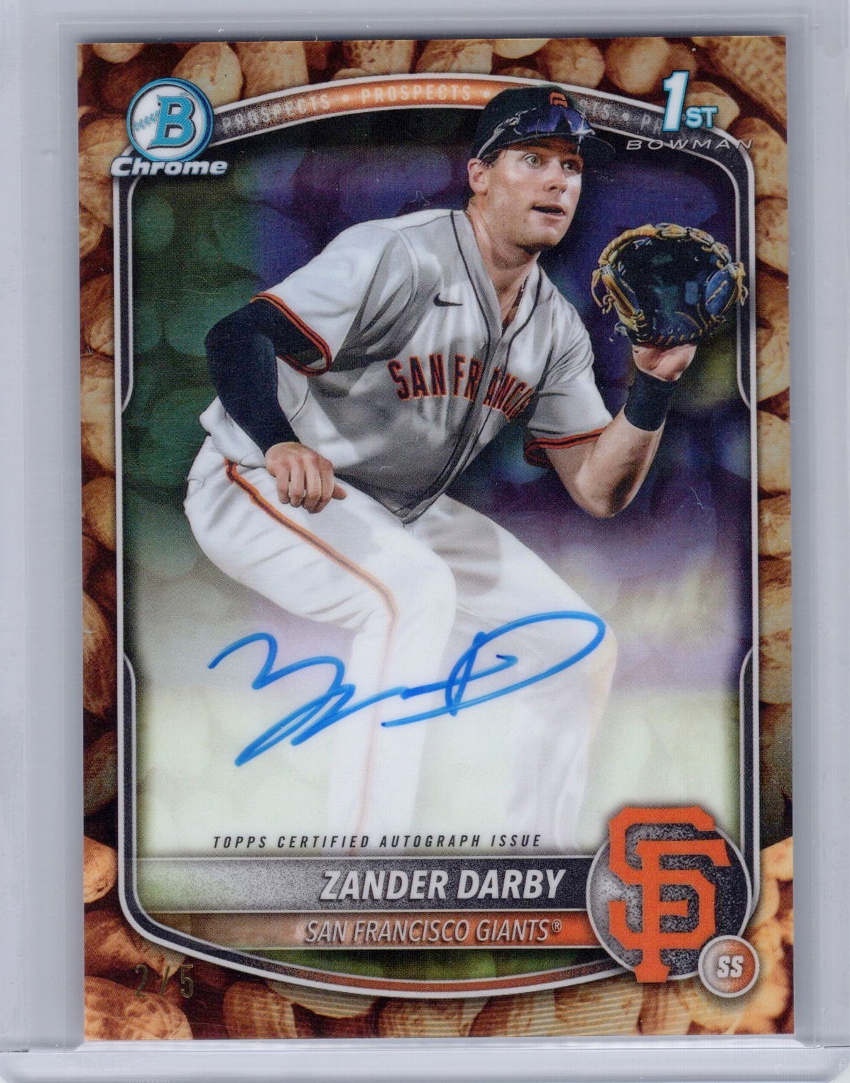 2025 Bowman Chrome 1st Bowman Auto Peanuts SSP Zander Darby /5