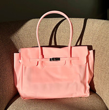 Women s Pink Jelly Handle Bag Double Handles ...