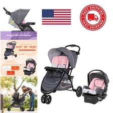 Adjustable Height Stroller with 5 Point Harness and Breathable Polyester Fabric