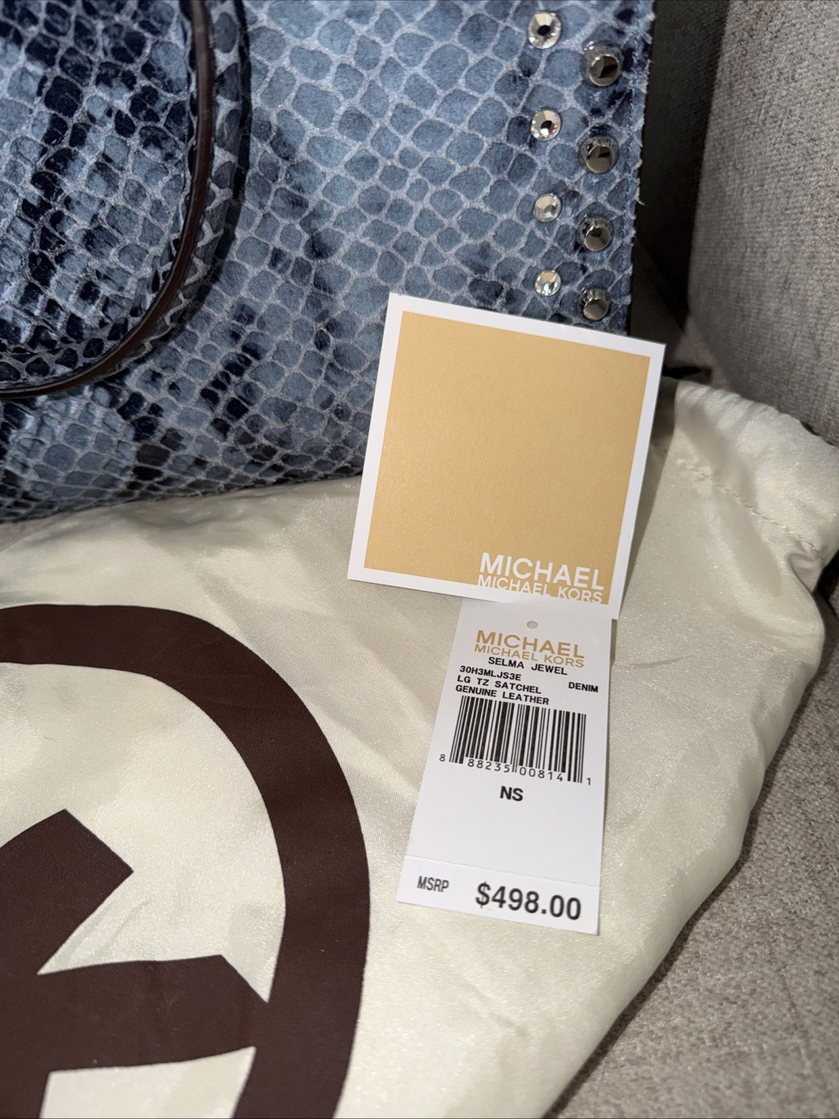 MICHAEL KORS LARGE SELMA BLUE PYTHON - image 2