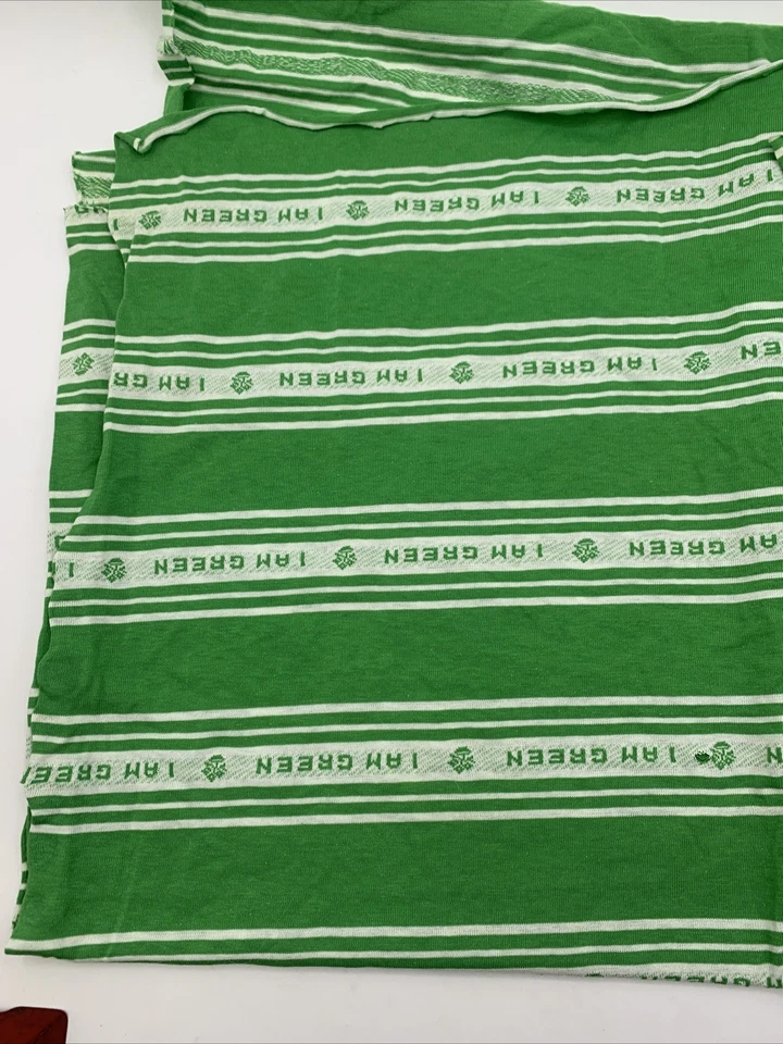 Stretch Bright Green White I AM GREEN T-shirt Fabric Remnant 39” L x 60” W - Image 4 of 4