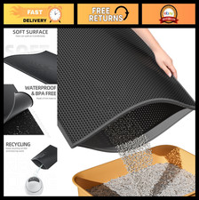 Cat Litter Mat Honeycomb Double Layer Design 24"x15" Non-Slip Black Pet Accessor