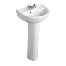 Image of Armitage Shanks Sandringham 21 Basin with Full Pedestal 450mm Wide - 1 Tap Hole