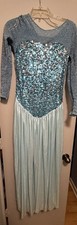 Girls Elsa Frozen Blue Silver Sequin Ice Dress Size S Halloween Costume