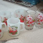 Vintage Strawberry Shortcake Milk Glass Mugs & Glass Tumblers 7pc Set 5 oz