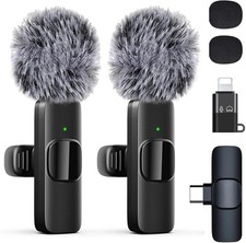 Wireless Microphone Mini Mic for iPhone/Android Phone, LED Display Lavalier Micr
