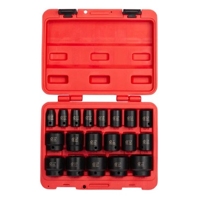 Sunex 1/2 Inch Drive Sae 6 Point Standard 19 Piece Impact Socket Set