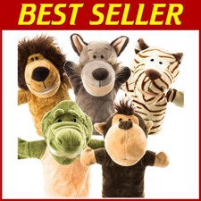 Educational Animal Puppets - Soft Plush, Movable Mouths