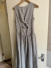Shein Brown & White Striped Sleeveless Maxi Dress – Twist Front Cut Out (12-14)