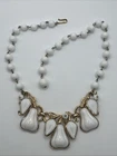 VINTAGE ALFRED PHILIPPE CROWN TRIFARI MILK GLASS PEAR NECKLACE