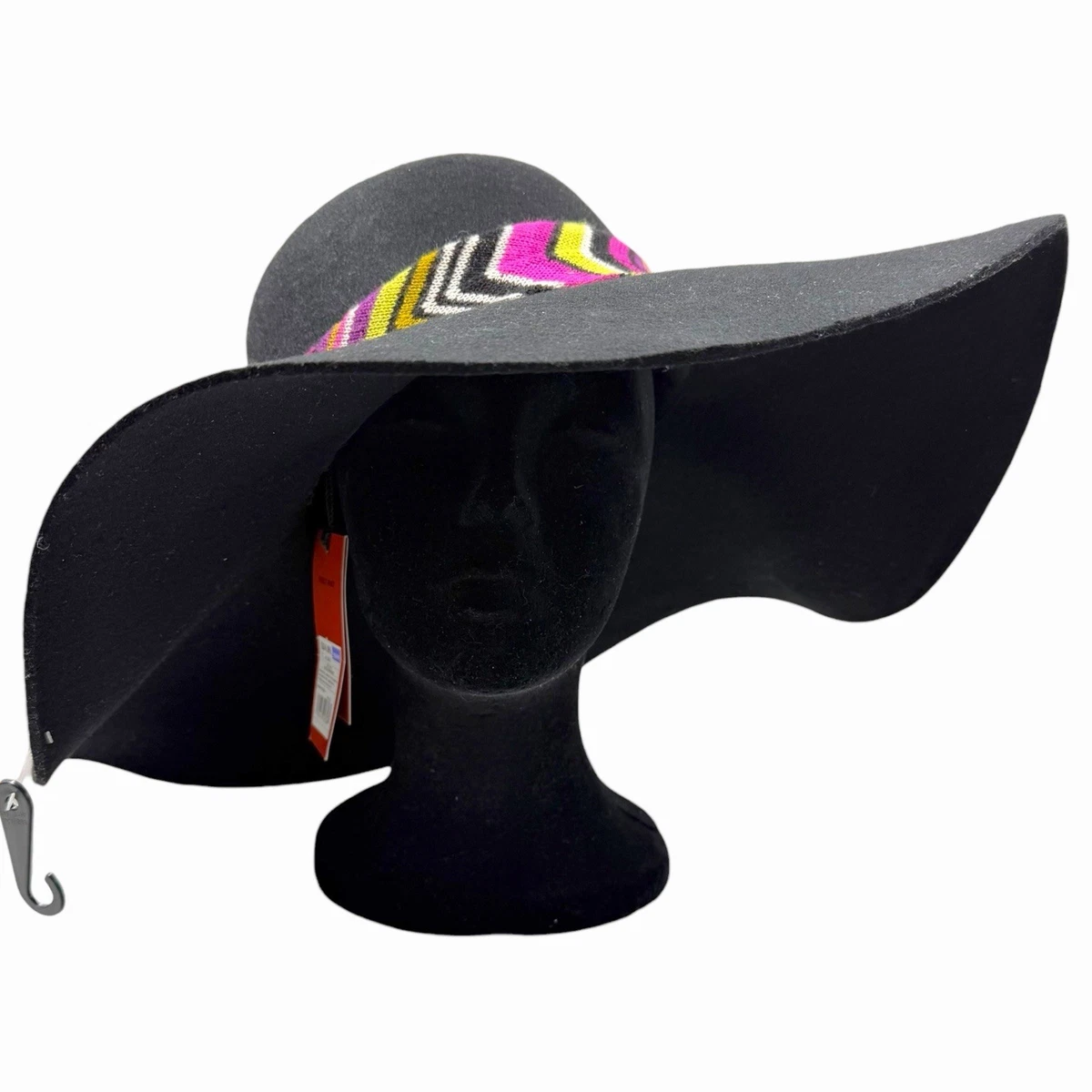 Missoni Black Wide-Brim Wool Hat with Pink & Yellow Chevron Band Missoni X Target Hat Floppy Felt Wide Brim Brown New | eBay main image 2