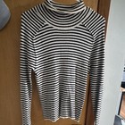 Maglione pullover collo finto maglia costina filo universale nero/avorio XXL