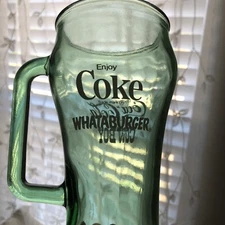 Vintage Dallas Cowboys Whataburger Coke Green Glass Mug D Handle Cup