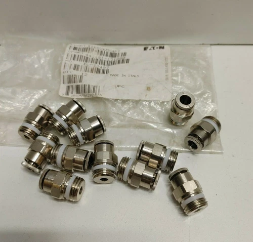 LOT OF 12 NEW OLD STOCK! EATON 6MM TUBE X 1/4" MNPT CONNECTORS 1168X6MX4PT