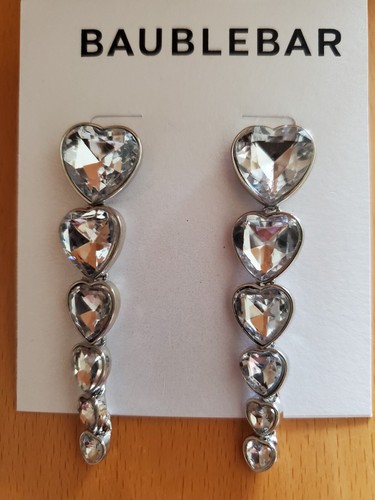 Baublebar women's dangling heart faux gems post back pierced earrings. New!