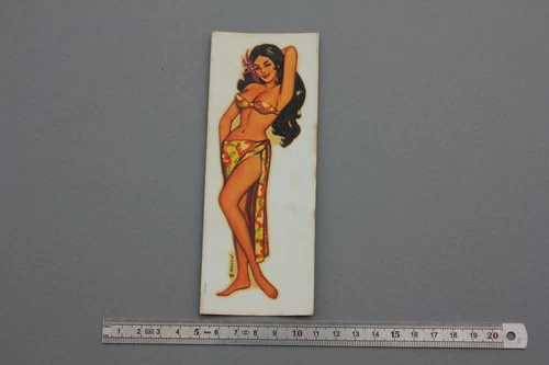 IV Antique Chrome Transfer Decal PIN UP M. Martin Tahiti Vintage 50/60's