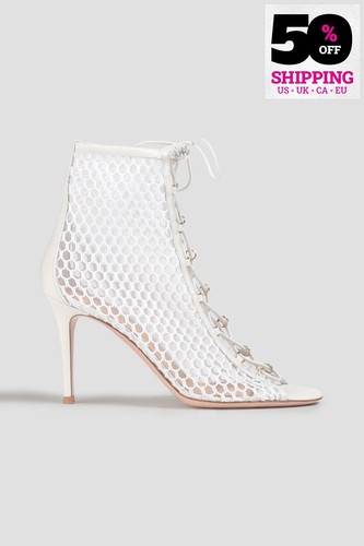 RRP€880 GIANVITO ROSSI Crotchet Ankle Boots US6 UK3 EU36 Openwork Made in Italy