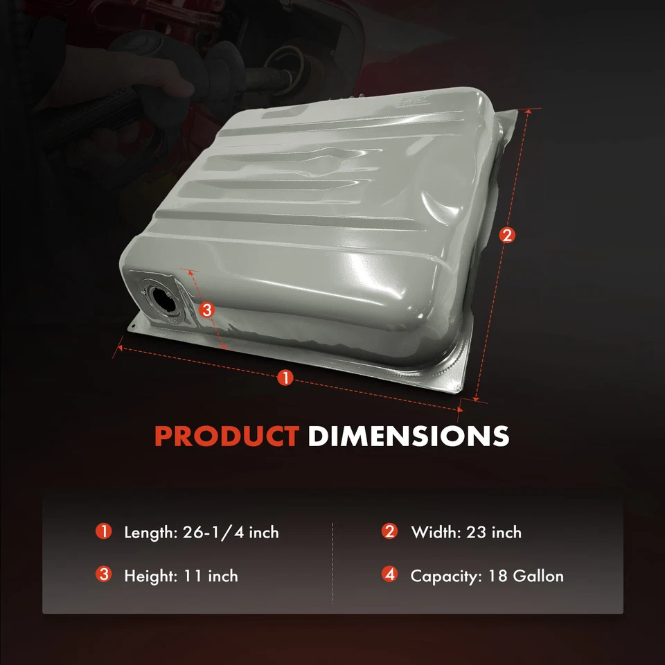 Tanque de combustible plateado de 18 galones con anillo de bloqueo y junta tórica para Dodge Challenger 1971-1972 Foto 4 de 4