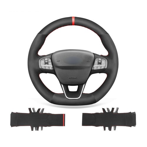 DIY Custom Hand Stitch Black Suede Steering Wheel Cover For Focus ST-Line Focus - Picture 1 of 9