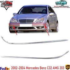 Front Bumper Trim LH & RH Outer Imp.Strip Chr.For 2002-04 Mercedes Benz C32 AMG