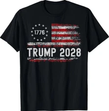 Trump 2028 Shirt Vote Donald Trump American Flag Men Women Unisex T-Shirt