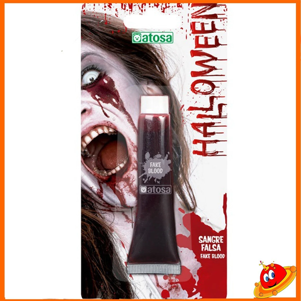 Set Trucco Professionale Per Halloween 3 Colori (Nero, Rosso, Bianco) - Kit Make-up Teatrale Con Sangue Finto E Pennelli - Per Zombie, Vampiro, Clown
